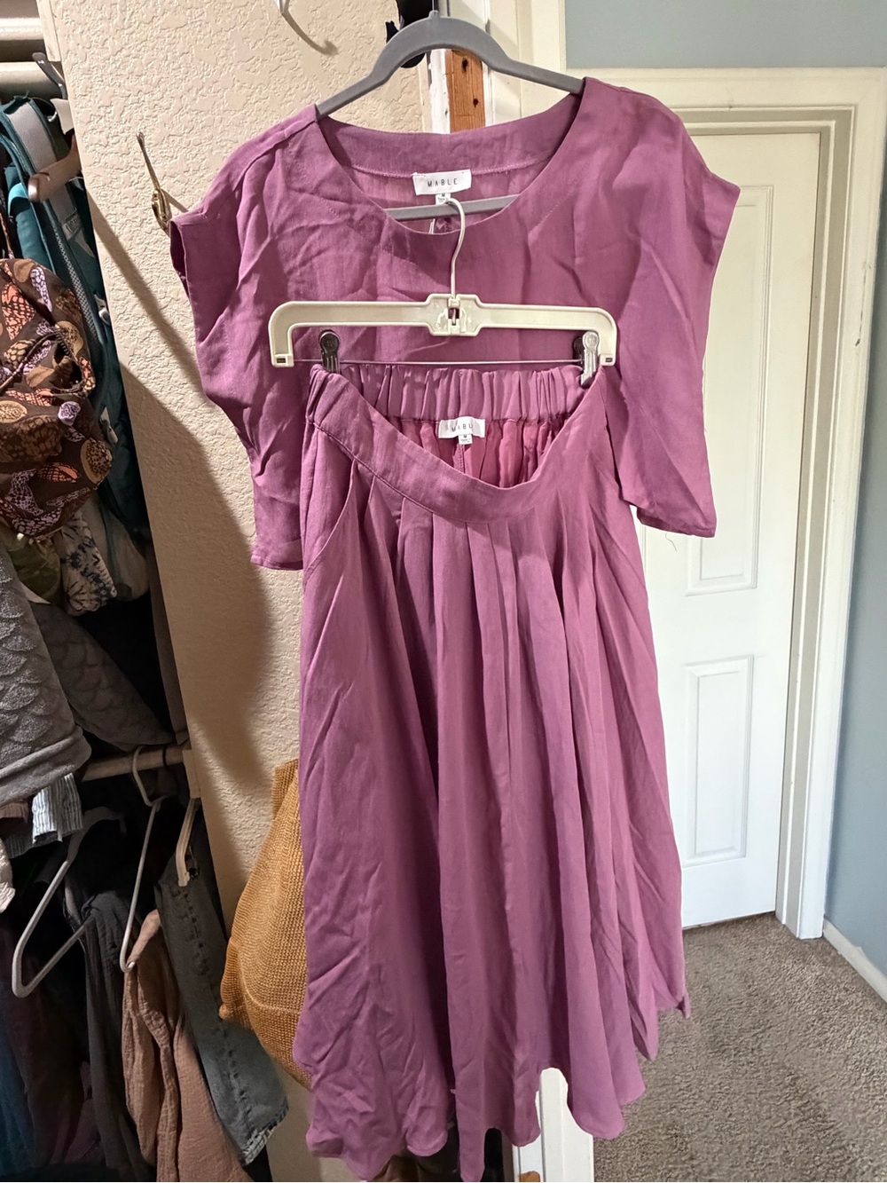 Pleated Maxi Skirt in Mauve